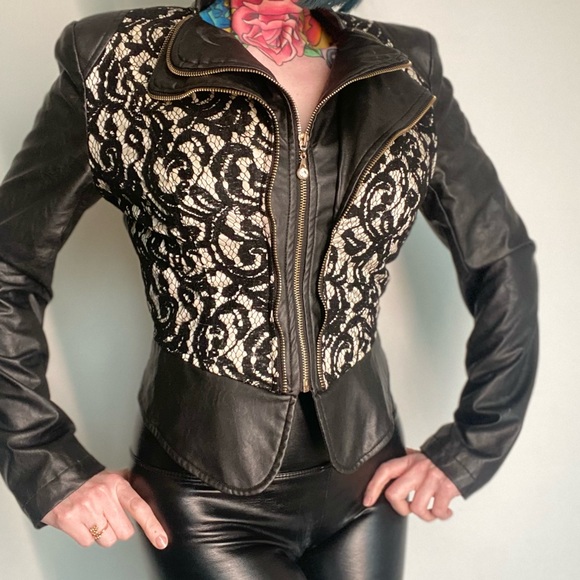Faux leather/lace jacket - Picture 2 of 4